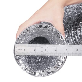 5 Inch Duct Hose 16 Feet Non-Insulated Flexible Air Aluminum Foil Ducting Dryer Vent Hose with 2 Screw Stainless Steel Clamps Great for HVAC Duct, Air Duct