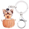 WEVENI Acrylic Yorkshire Terrier Dog Key Chains Women Girl Handbag
