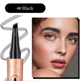 IKOPFLN Augenbrauenstift Wasserfest, Microblading Augenbrauenstift Eye Brow Pencil mit 4 Gabelspitze Applikator, Schwarz Eyebrow Pencil Erzeugt Mühelos Natürlich Aussehende Brauen (Schwarz)