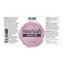 NOW Solutions, Nourish Facial Oil With Antioxidants, Promotes Suppleness and Elasticity, 1-Ounce