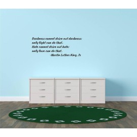 Decal – Vinyl Wall Sticker : Darkness cannot drive out darkness: only light can do that. Hate cannot drive out hate: only love can do that. - Martin Luther King, Jr Quote Home Living Room Bedroom Decor - 22 Colors Available Size: 10 Inches X 20 Inches