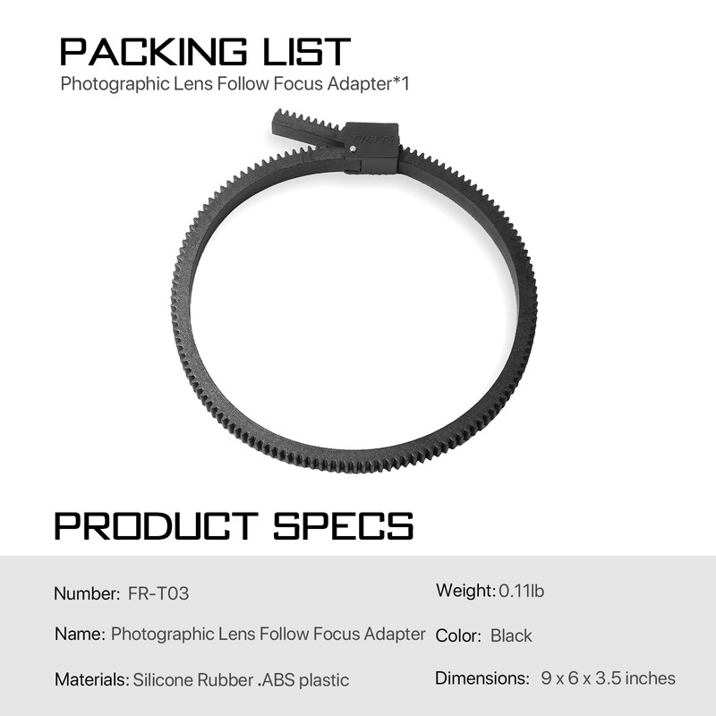 TILTA FR-T03 Photographic Lens Follow Focus Gear Ring Camera Focus