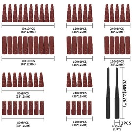 SI FANG 68Pcs Spiral and Cartridge Rolls Port and Polish Kit Assorted Grit, Mini Sanding Cone Engine Porting Assortment Kit with 1/4 inch Shank, Abrasive Head Porting Tools for Polishing, Rust Removal