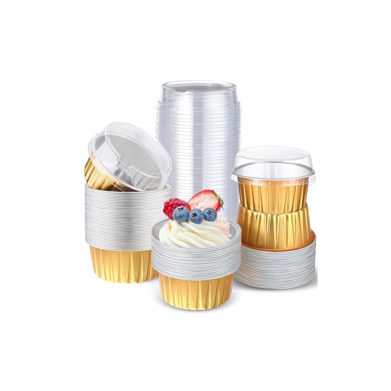 50 Pcs 5oz Reusable Aluminum Foil Cupcake Baking Cups Mini