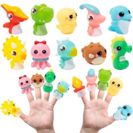 Kiddie Play Finger Puppets for Kids, 10 pc Farm Animals Puppets Rubber Set for Story Time and Bath Toys