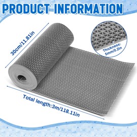 Reallnaive 12in x 10ft Ground Pool Drainage Mat Non Slip Flooring Mats 0.2'' Thick Walkway Pool Floor Protector Mat Drainage PVC Swimming Bathroom Rubber Cushion for Protecting Lawn (Grey)