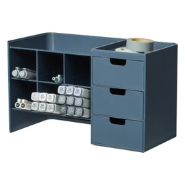 BLUE GINKGO Hive Stack Desk Organizer – Stackable Pen Holder, Stationary Organizer with Drawers - Office Storage, School Supplies, Makeup (Made in Korea, Blue)