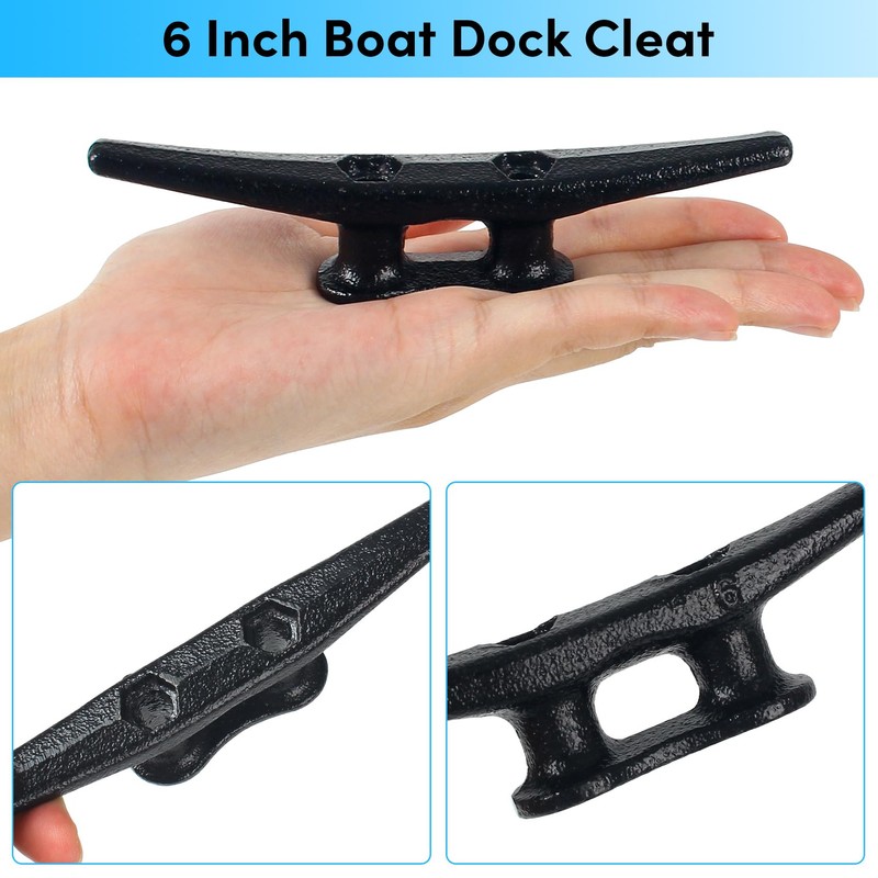 BALAVA Boat Cleats 6 inch,Boat Dock Cleats,Electrophoretic Coated Black Dock
