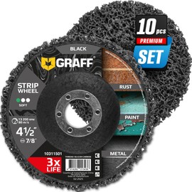 4.5 Inch Paint Stripping Disc - Rust Remover Wheel, Abrasive Discs Rust, Oxidation, Paint Remover Stripper Discs - Strip Discs 4 1/2 for Angle Grinder GRAFF 10 Packs (7/8" Arbor)