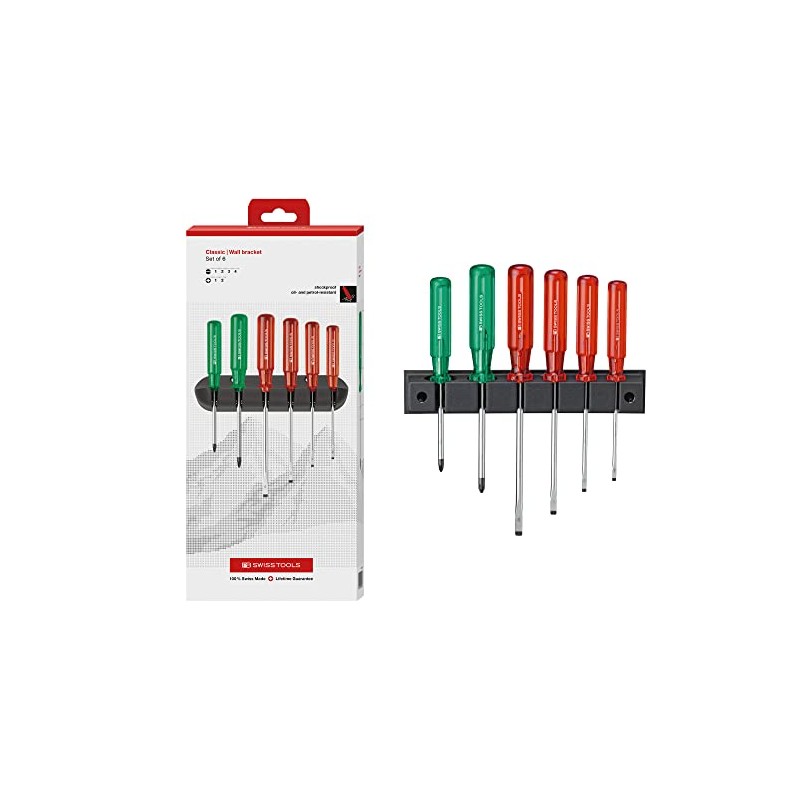 PB SWISS TOOLS 6-Piece Classic Handle Driver Set (Negative Pozidriv)