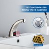 Luxice Brushed Nickel Touchless Bathroom Sink Faucet, Battery Operated Automatic