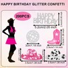 BOXOB 200pcs Cowgirl Disco Birthday Confetti, Pink & Silver Glitter