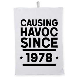 Hippowarehouse Causing havoc since 1978 birthday Tea Towel Eco Printed Dish Cloth Kitchen accessory 50cmx70cm 100% Cotton