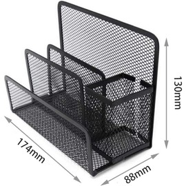 Organizador de Escritorio Oficina 4 Espacios Para Sobres Correspondencia Metalico Malla Mesh Negro