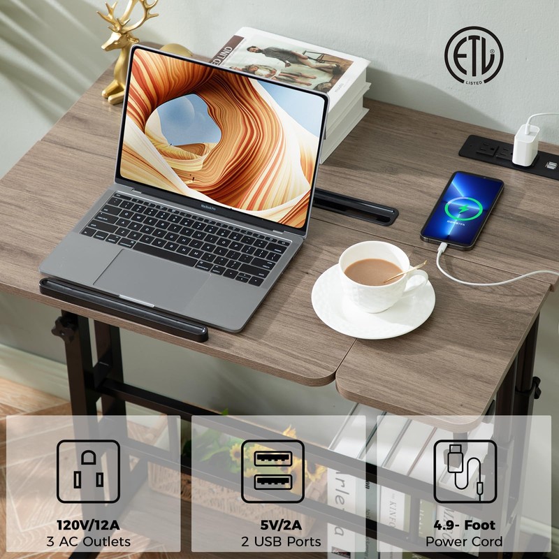 Hadulcet Rolling Stand Up Desk Adjustable Height - Portable Standing