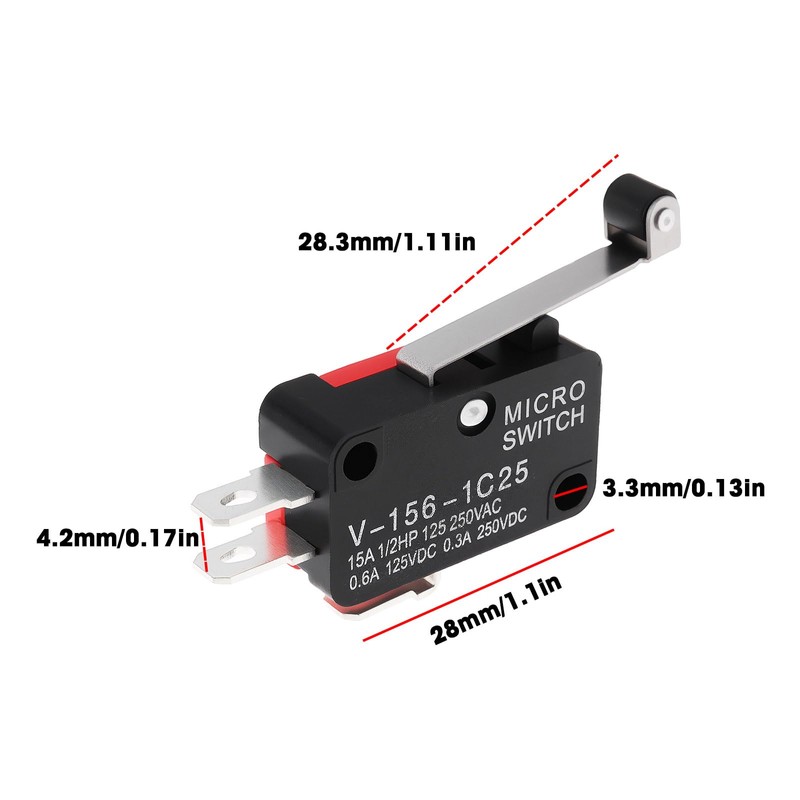 EMSea Micro Switch V-156-1C25 15A 125/250VAC Hinge Roller Lever Switch