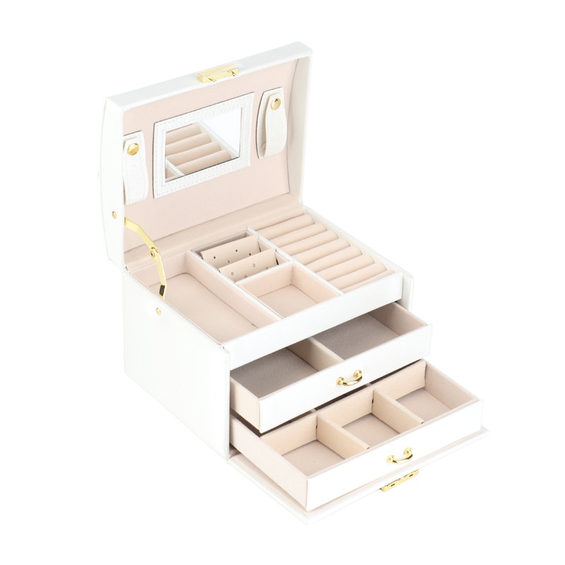 3 Tiers PU Leather Jewelry Storage Case Display Box Holder
