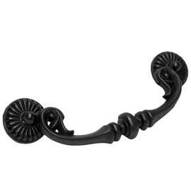 MuDuJia 4-Pack 5“ C-C Vintage Style Dark Antique Black Bail Drawer Pull Drop Swing Handles Cabinet Knob Kitchen Hardware 128 mm 5 Inch Center Hole Distance (4)