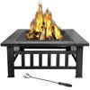 Saicool Outdoor Fire Pit 32-inch Wood Burning Pit Square Metal