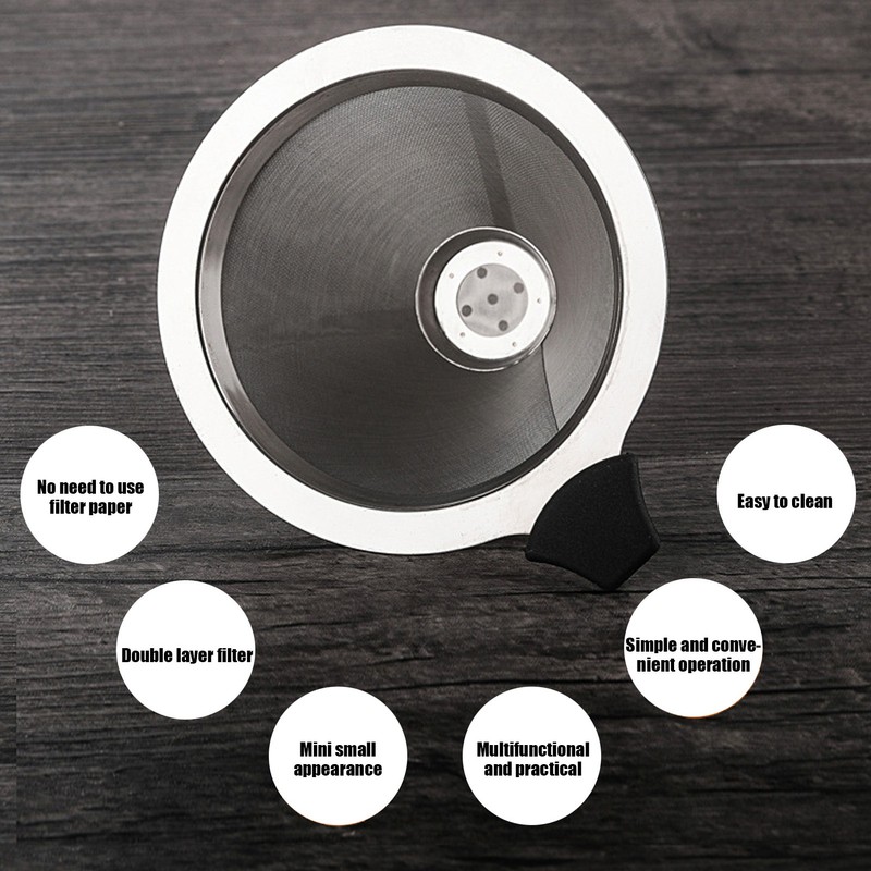 Stainless Steel Coffee Dripper Drip Cone Coffee Filter Reusable Coffee