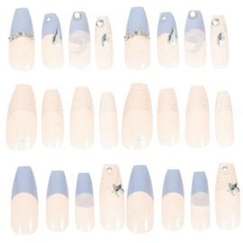 WOONEKY 1set Press Nails for Women Sea Salt Color Fake Nails for Teen Girls Manicure Supplies Easy Application for Parties and Everyday Wear