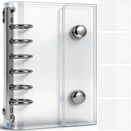 A7 Transparent Plastic Binder for Girls, 20 Refills Included, Card, Seal Storage, File Mount, Notebook, Cute, Sticker Book, Collage Notebook, Clear Type