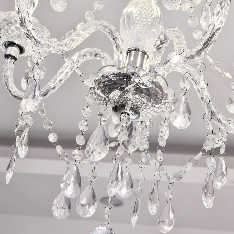 PAPAYA Plug-in 5 Light Crystal Hanging Pendant Lights Acrylic Chandelier