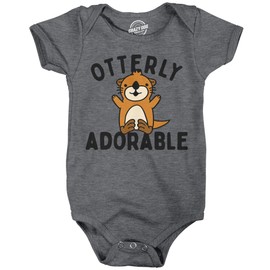 Otterly Adorable Baby Bodysuit Funny Sarcastic Cute Otter Graphic Jumper for Infants Funny Baby Onesies Sarcastic Onesie for Baby Cool Animal Onesie Dark Grey Newborn