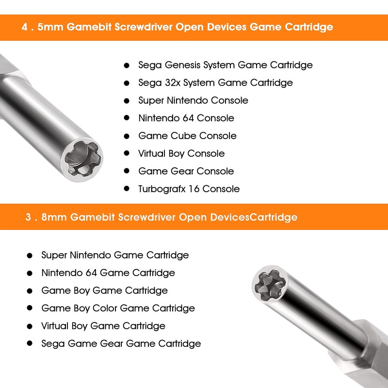 Gamebit Security Screwdriver, Double-Ended 4.5mm 3.8mm Gamebit Screwdriver Bit Set