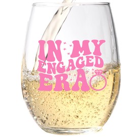 In My Engaged Era Wine Glass - Engagement Gifts for Her - Fiancee Gift for Women - Future Mrs and Bride to Be - Boyfriend and Girlfriend Engagement Party Gift