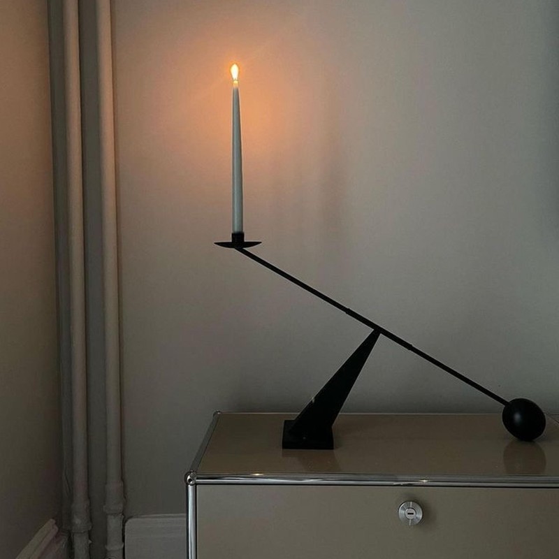 Remenna Black Metal Modern Candle Holder Candlestick Holders Decorative Candle
