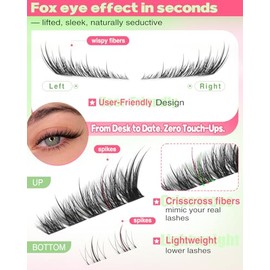 Focipeysa Wispy Lash Clusters Spiky Eyelash Clusters 10-18mm Eyelash Extensions Fox Eye Eyelash Right Left Individual Lashes Foxtail Lashes Thin Soft 
