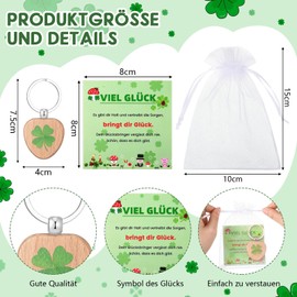 Namalu 36 Good Luck Gift Sets Including 36 Wooden Clover Key Chains 36 Good Luck Cards 36 Organza Bags for Wife Friends Colleague Employees Lucky Charm for Exam Recovery, As shown in the picture