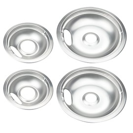 4 Pack Upgraded Chrome Drip Pans Kits Reflector Bowls Compatible for Whirlpool W10196405 W10196406 W10278125(Packed Two 6"and Two 8")