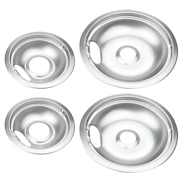 4 Pack Upgraded Chrome Drip Pans Kits Reflector Bowls Compatible