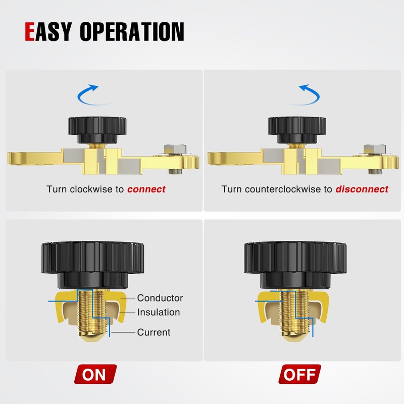 Nilight Side Post Battery Switch Heavy Duty 12DVC 125A Negative