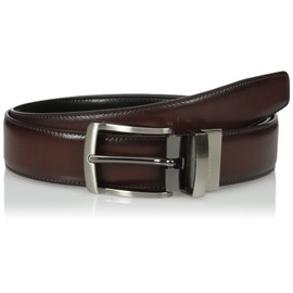 Perry Ellis Men's Burnished Edge Belt, Brown/Black, 30