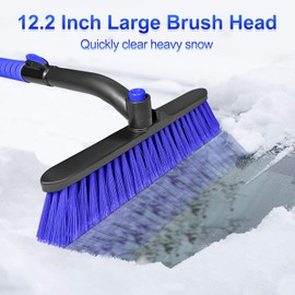 SEAAES 44 Inch Snow Brush and Ice Scraper for Car Windshield, Extendable Snow Scraper Brush with Foam Grip for Truck SUV Vehicle Window - Blue
