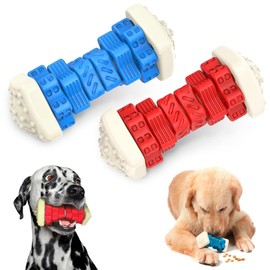 Genérico Dog Toys, Indestructible Dog Teether, Stress Relief Dog Toy, Cleaning Chew Toy, 2 in 1 Dental Cleaning Anti-Stress Toy Bone Shape (Red)