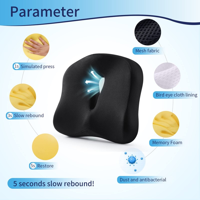Memory Foam Seat Chair Cushion for Relieves Back Sciatica Pain