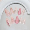 Medium Almond Press on Nails Pink False Nails with 3D