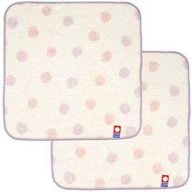 Nishio IBT-301-10-2P Imabari Towel Certified Hand Towel, Set of 2, Made in Japan, 100% Cotton, 7.9 inches (20 cm), Double-Sided Pile, Water Absorbent, Polka Dot, Dots, Imabari Mini Towel Handkerchief