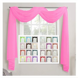 Megachest TAILORED VOILE WINDOW SCARF PELMET (hot pink, 56"X118"X1 Panel)