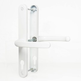 70mm PZ UPVC Door Handles Set Suits Cego Locks - White - Lever/Lever - 70mm PZ (Centres) - 215mm Screw to Screw - Backplate 245mm X 32mm - UPVC Door Handle - White Replacement PVC Door Handle
