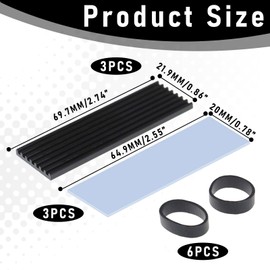 M2 SSD Heatsink, 3 Sets M.2 Thermal Pads, Aluminium Heatsink, Cooler Set Heatsink, Semiconductor Devices Cooler, Heatsink 2280 PCIE NVME CPU Cooling for 2280 M.2 SSD M2 Heatsink SSD Heatsink