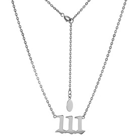 Sterling Silver Numerology Angel Number Necklace 444 for Women Non Tarnish Rhodium Plated 1 inch wide fits 16-18 inches