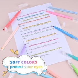 IGreis Dual Tip Aesthetic Highlighters 8 Colors and 2 Pcs 3 in 1 Multicolor Gel Pens 6 Colors Ink, Chisel & Fine Tips, No Bleed, Cute Bible Highlighters Assorted Colors for Journaling Textbook