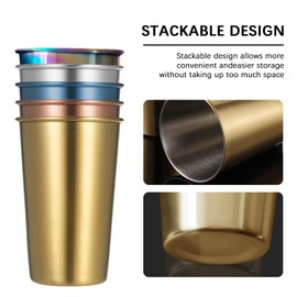 5pcs Stainless Steel Cups 500ml Capacity for Kids Adults Shatterproof Metal Cups for Travel Outdoor Camping Party Family Gathering