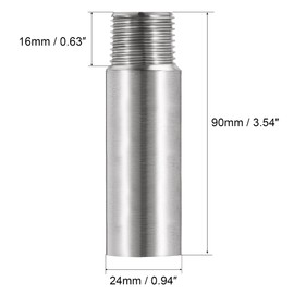 sourcing map Shower Head Extension Arm Stainless Steel 1/2PT Male to 1/2PT Female Thread 90mm Length Cast Pipe Fitting Coupler
