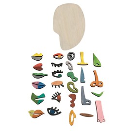 TOYANDONA Montessori Face Puzzle Wooden Face Puzzle Picasso Art Puzzle Playset Wooden Montessori Puzzles 26 Wooden Parts for Childrens Imagination and Creativity DIY Jigsaw Toys
